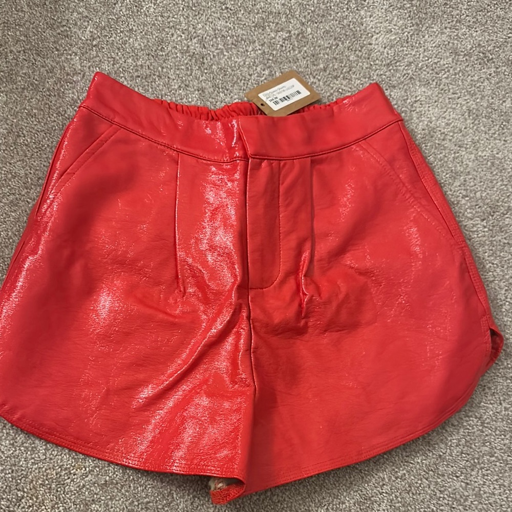 Red Leather Women's Shorts